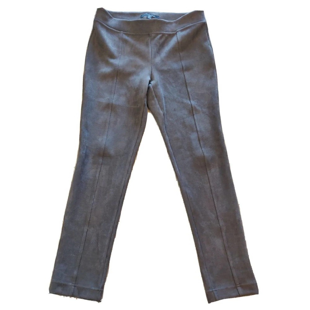 Andrew Mark Women's Faux Suede Straight Skinny Dress Pants Medium Brown.